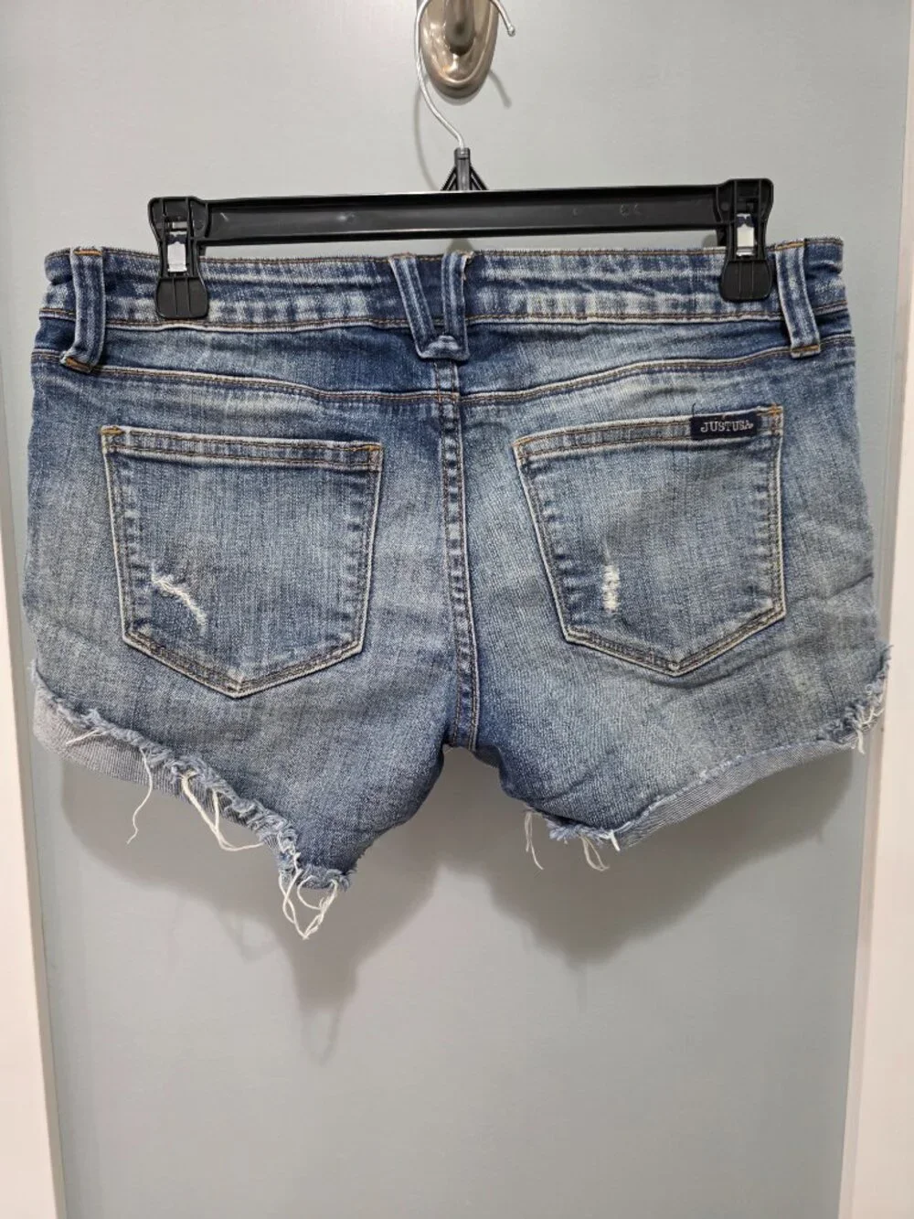 Just USA Light Wash Distressed Cutoff Jean Shorts – Size M – Raw Hem‎